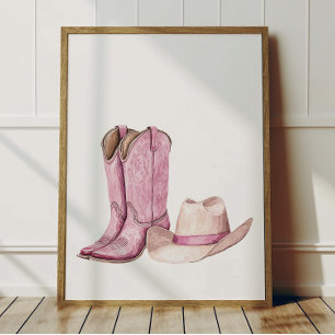 Affiche de bottes de cowgirl rose pour la décorati