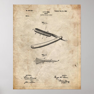 Affiche de brevet de rasoir droit