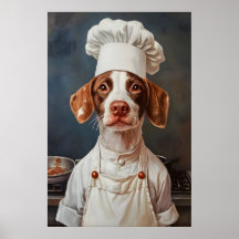 Affiche de Brittany Spaniel au chapeau de chef, Af