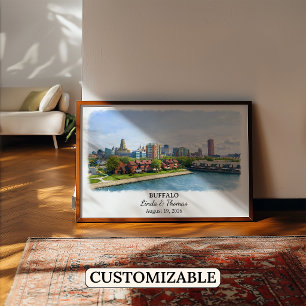 Affiche de Buffalo New York, Aquarelle, Sur mesure