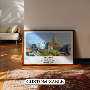Affiche de Buffalo New York, Aquarelle, Sur mesure