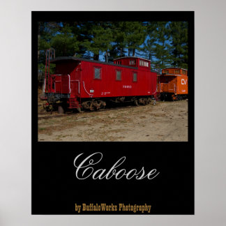 Affiche de caboose rouge et orange