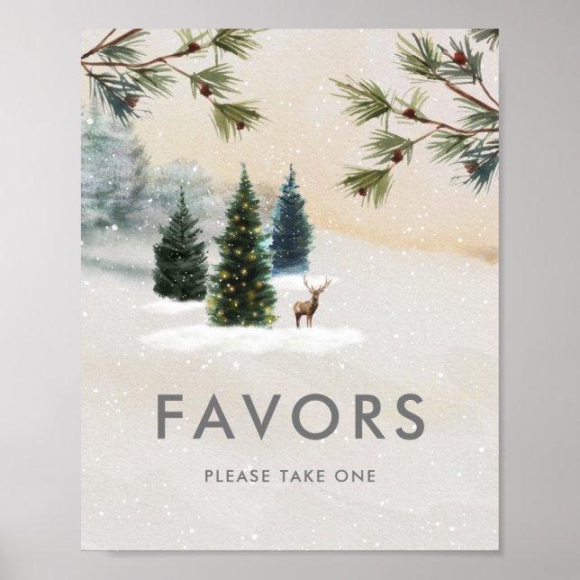 Affiche de cadeaux pour fête de mariage en forêt (Devant)