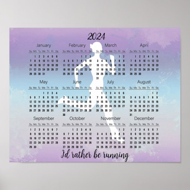 Affiche de calendrier 2024 de design de jogging de (Devant)