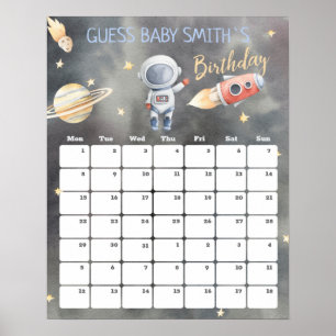 Affiche de calendrier de date d'arrivée astronaute