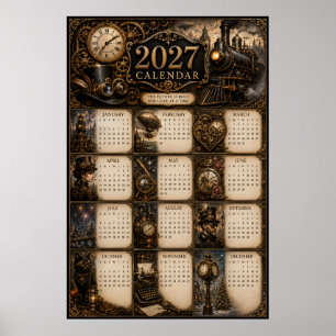 Affiche de calendrier mural Steampunk 2027