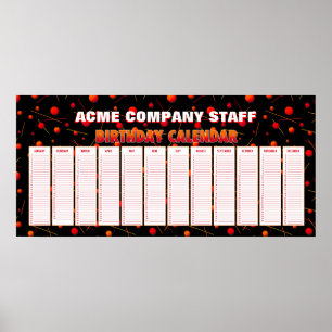 Affiche de calendrier perpétuel d'anniversaire ave