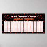 Affiche de calendrier perpétuel d'anniversaire de 