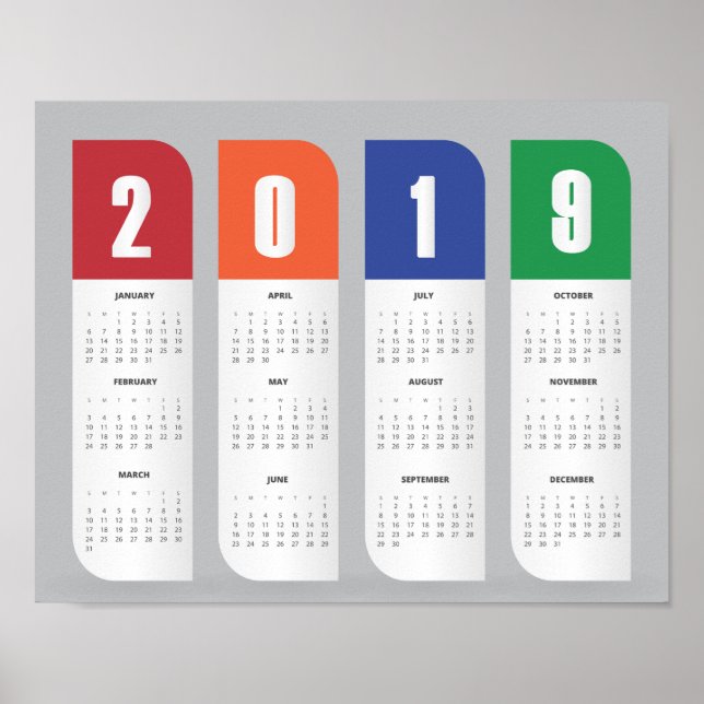 Affiche de calendrier tendance 2019 (Devant)