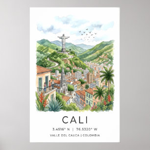 Affiche de Cali Colombie - Paysage urbain de la ca