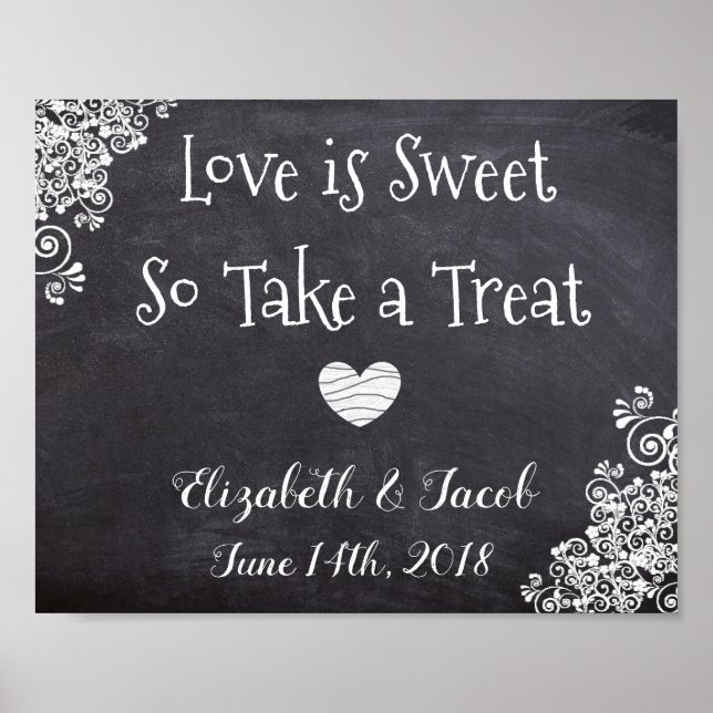 Affiche de candy bar tableau noir Regard L'amour e (Devant)