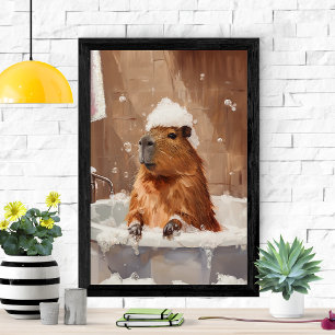 Affiche de capybara mignon dans un bain moussant