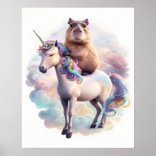 Affiche de capybara sur licorne – Art de fantaisie