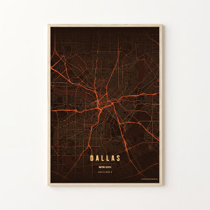 Affiche de carte de Dallas Heatwave Impression d'a