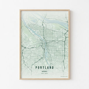 Affiche de carte de la forêt de Portland Impressio