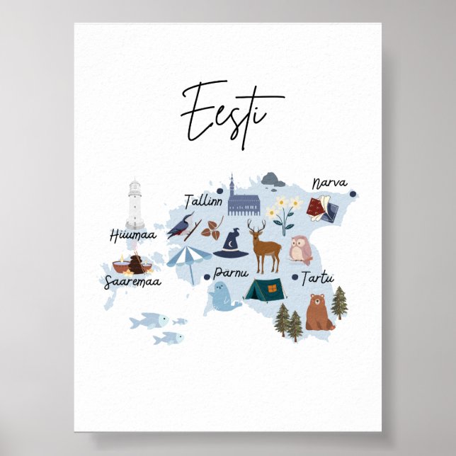 Affiche de carte de l'Estonie (Devant)