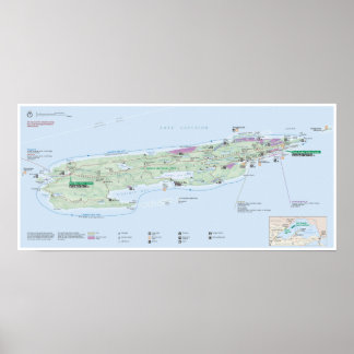 Affiche de carte de l'île Royale (Michigan)