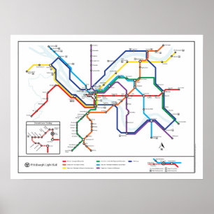Affiche de carte de transit de Pittsburgh