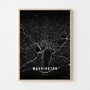 Affiche de carte de Washington D.C. en noir, cadea