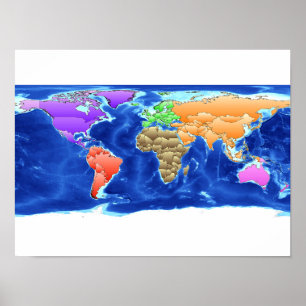Affiche de carte du monde abstraite