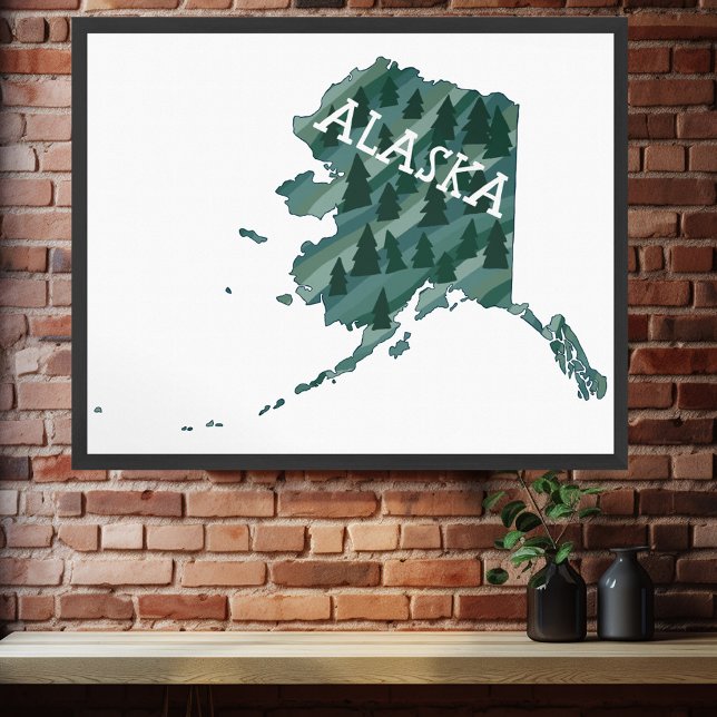 Affiche de carte illustrée de l'Alaska (Alaska Illustrated Map Poster
)