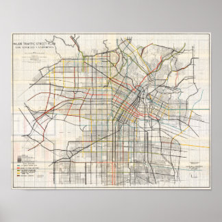 Affiche de carte vintage de Los Angeles Californie