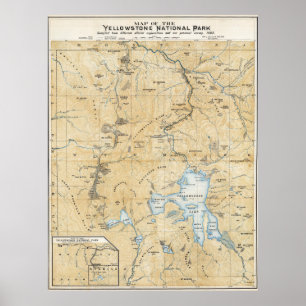 Affiche de carte vintage Yellowstone, Grand Canyon