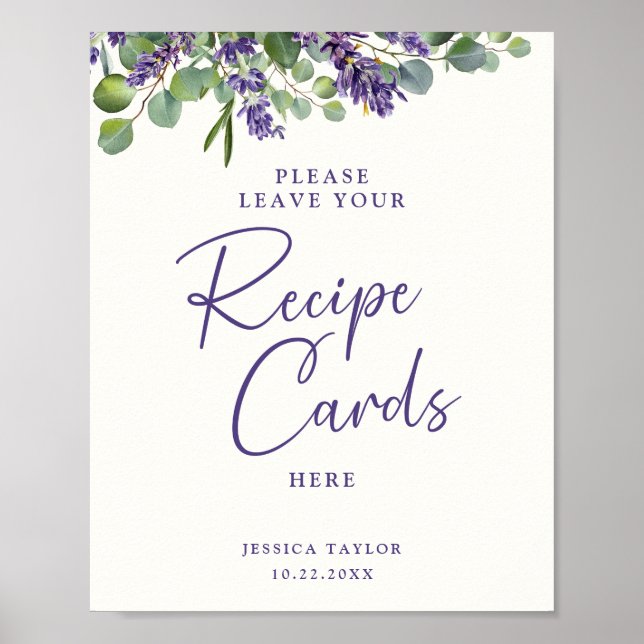 Affiche de cartes de recette de douche de mariée f (Devant)