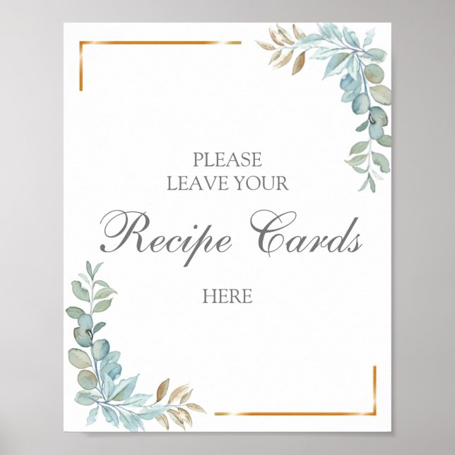 Affiche de cartes de recettes d'aquarelle (Devant)