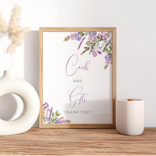 Affiche de cartes et cadeaux en lavande violette a