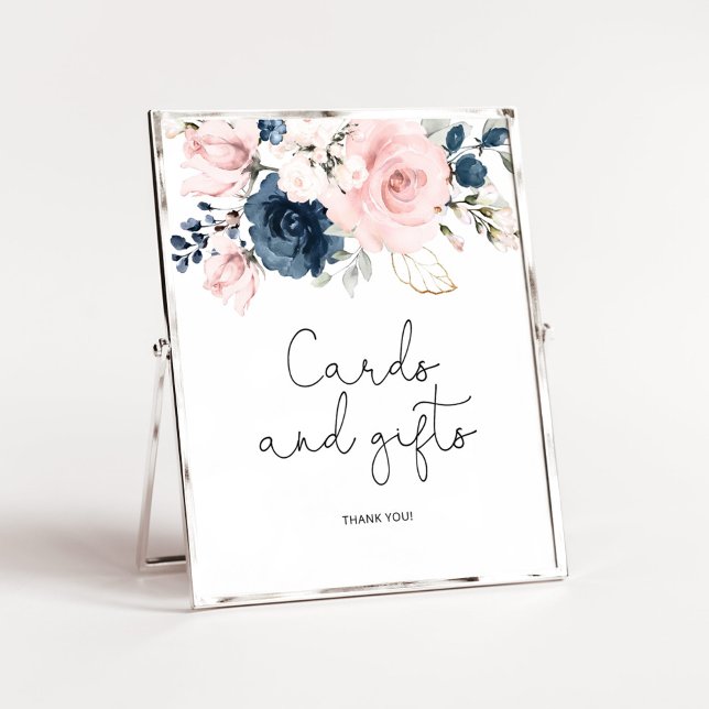 Affiche de cartes et cadeaux floraux marine rose (Créateur téléchargé)