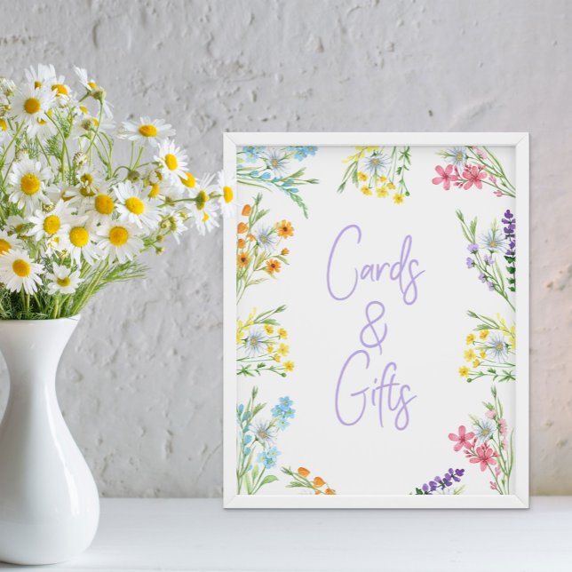 Affiche de cartes et cadeaux Prairie Fleurie (Floral Cards & GIfts Table sign from my Wildflower Meadow Collection - order printed or digital file)