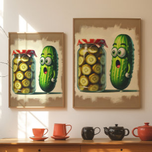 Affiche de cartoon d'art mural de pickle drôle hum