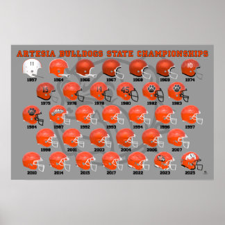 Affiche de casque des Artesia Bulldogs State Champ
