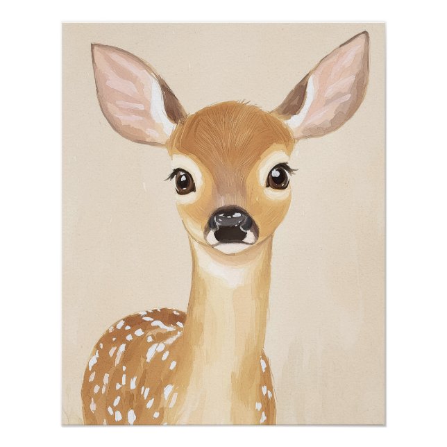 Affiche de cerf mignon Art mural de nursery pastel (Devant)