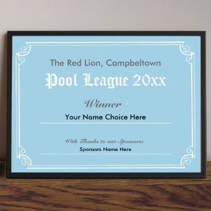 Affiche de certificat de gagnant de concours de bi