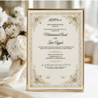 Affiche de certificat de Nikkah musulman floral do