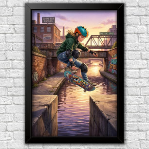 Affiche de chambre à coucher de skateboard urbain 