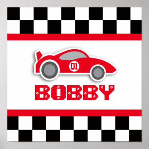 Affiche de chambre de bébé garçon rouge voiture de