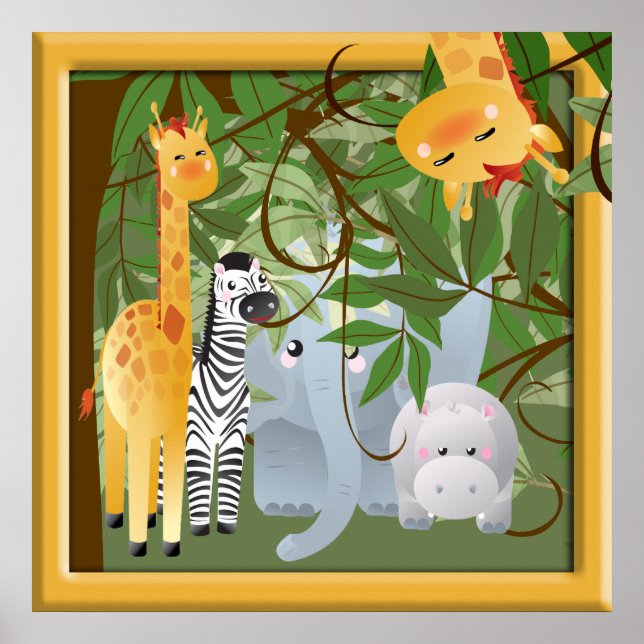 Affiche de chambre d'enfants Animaux de Safari Jun (Devant)