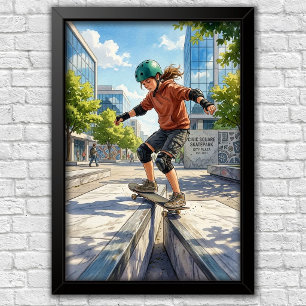 Affiche de chambre murale de skateboard urbain mod