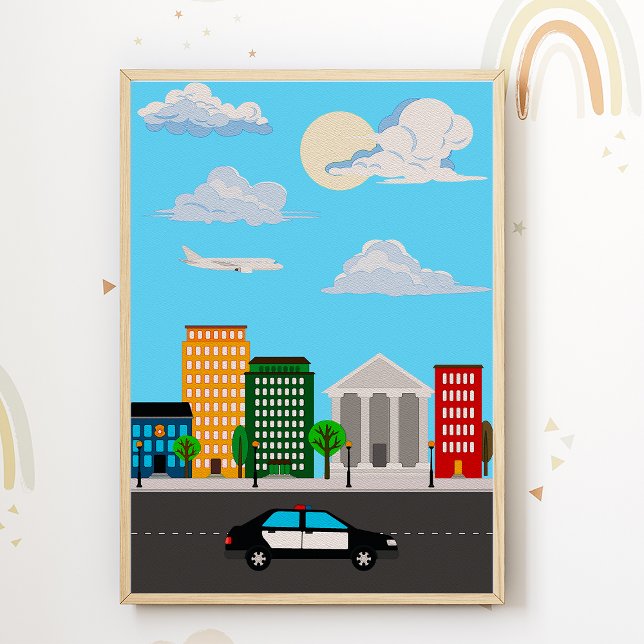 Affiche de chambre pour enfants de voiture de poli (Créateur téléchargé)