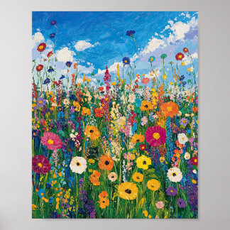 Affiche de champ de fleurs sauvages vibrant impres