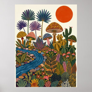 Affiche de champignon de cactus de rivière de dése