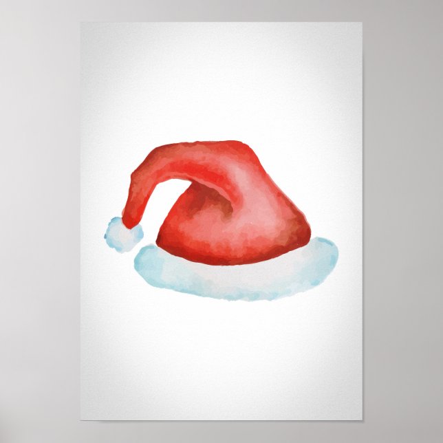 Affiche de chapeau de Santa - aquarelle (Devant)
