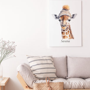 Affiche de chapeau d'hiver girafe Custom Beanie Bu