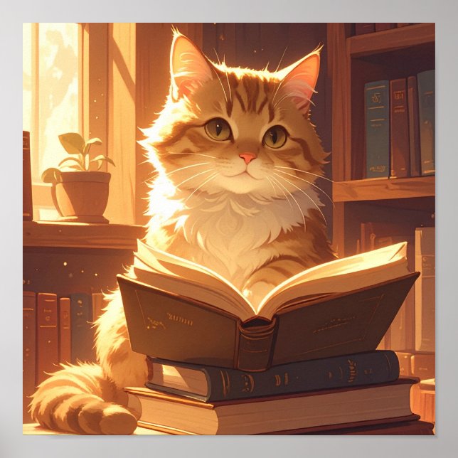 Affiche de chat de lecture cosy (Devant)