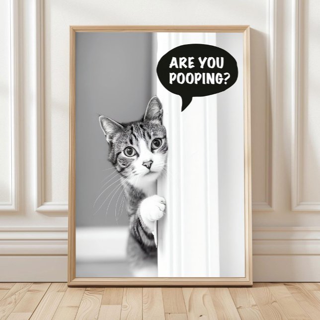 Affiche de Chat de Salle de Bain, Est-ce que tu fa (Créateur téléchargé)