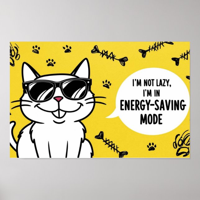 Affiche de chat drôle, chat de dessin animé portan (Devant)