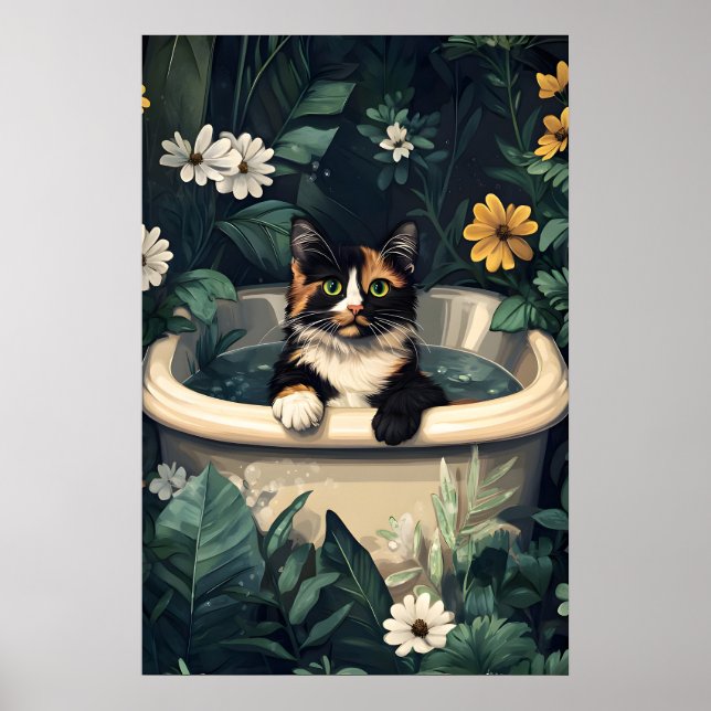 Affiche De Chat Drôle Écaille De Tortue Dans La Ba (Devant)